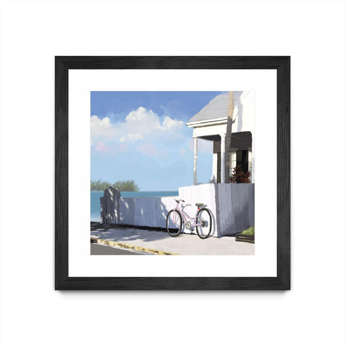 \"Key West Cabana Ii\" Matted and Framed Black 36x36 Wall Art