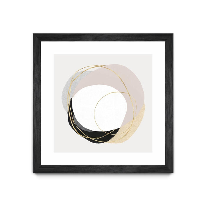 \"Ring Of Gold Ii\" Matted and Framed Black 30x30 Wall Art