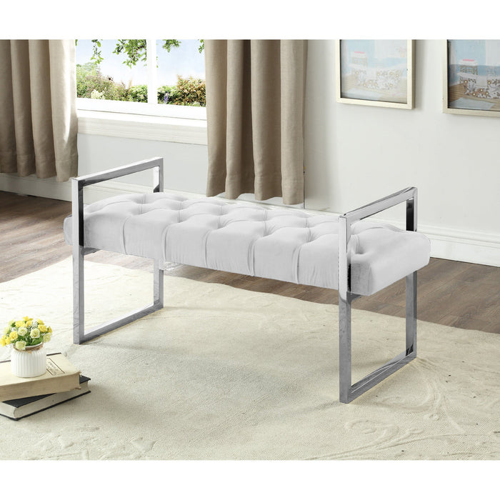Imperial Tufted Bench with Silver Stand Beige Benches