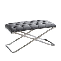 Imperial Tufted Double Bench with Silver Base Grey Benches