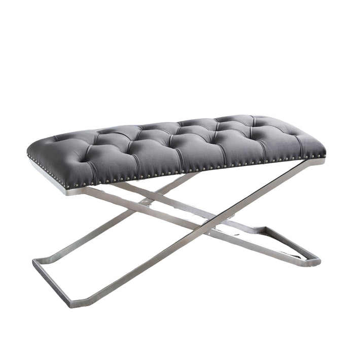 Imperial Tufted Double Bench with Silver Base Grey Benches