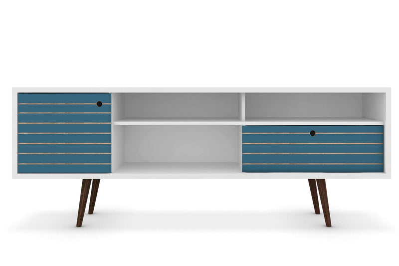Manhattan Comfort Liberty 70.86\" Mid-Century Modern TV Stand with 4 Shelving Spaces & 1 Drawer - Whi