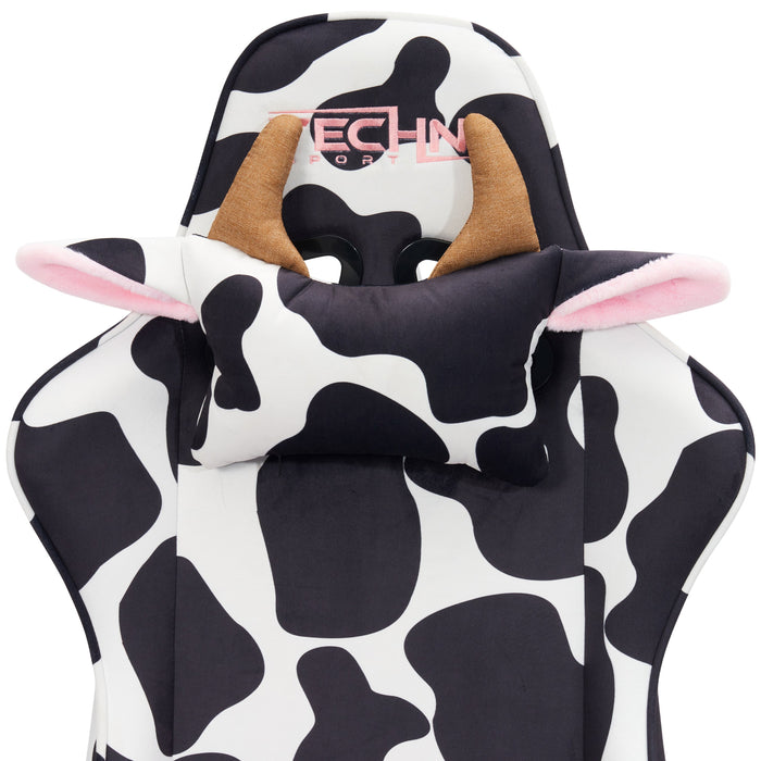Techni Sport TS85 Cow Print Luxx Series Office Gaming Chair - Black