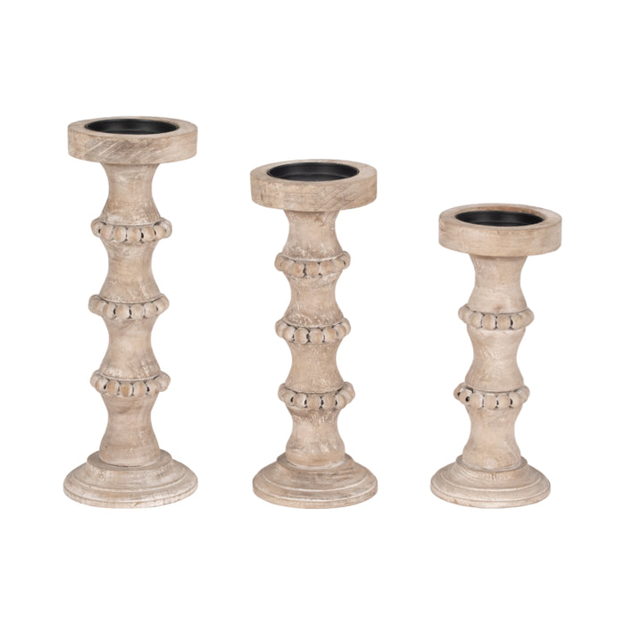 Wooden 11\" Antique Candle Holder