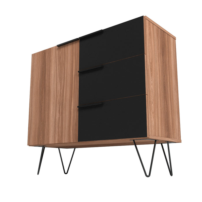 Manhattan Comfort Beekman 35.43” Sideboard with 2 Shelves - Brown & Black