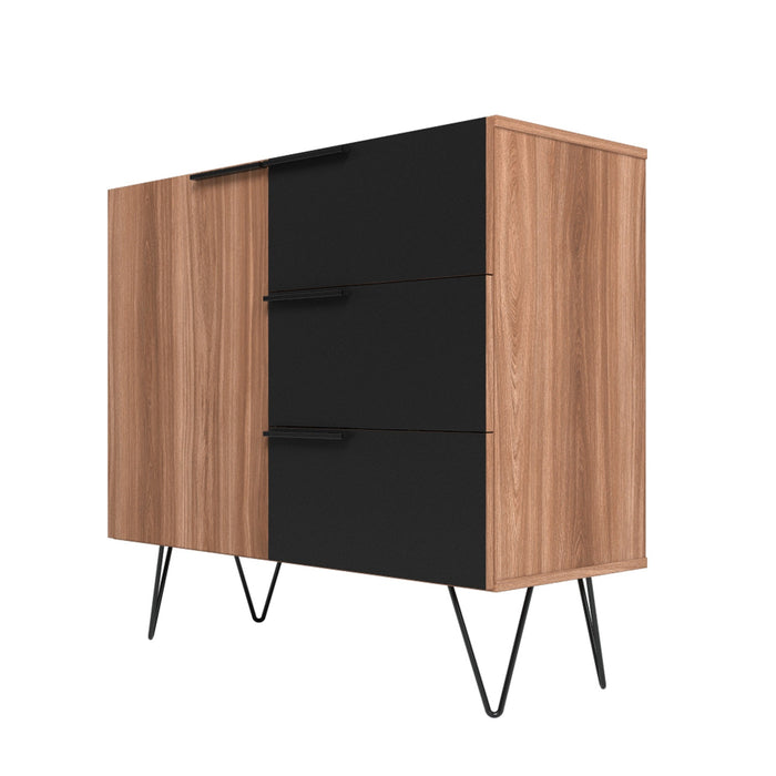 Manhattan Comfort Beekman 35.43” Sideboard with 2 Shelves - Brown & Black