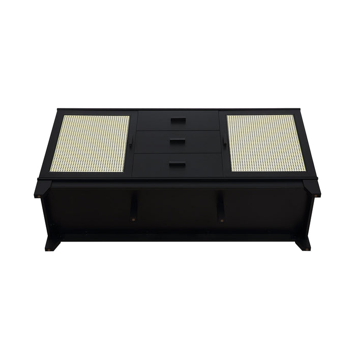 Manhattan Comfort Sheridan 59.05” Modern Cane Sideboard with Adjustable Shelves - Black