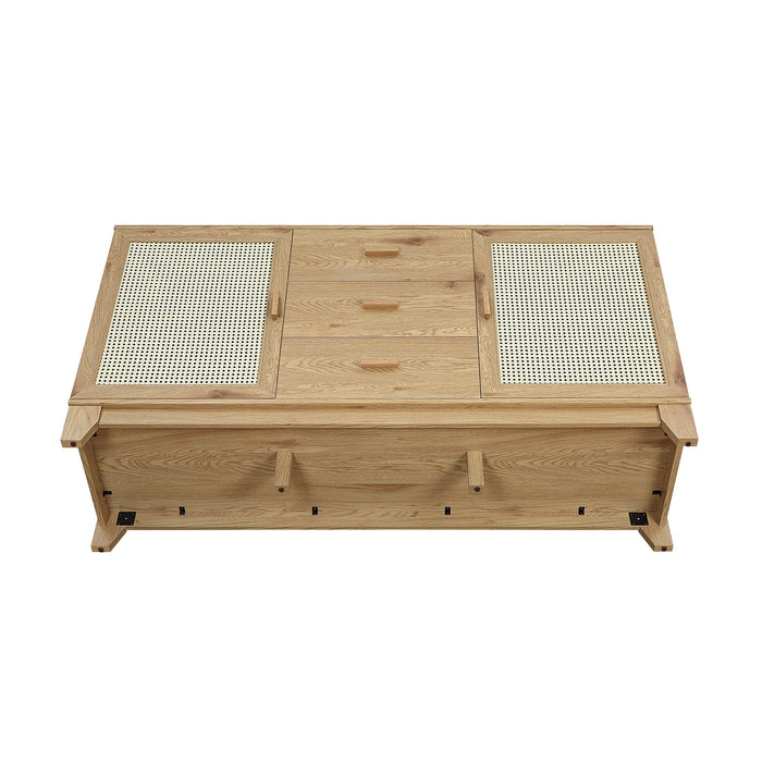 Manhattan Comfort Sheridan 59.05” Modern Cane Sideboard with Adjustable Shelves - Natural