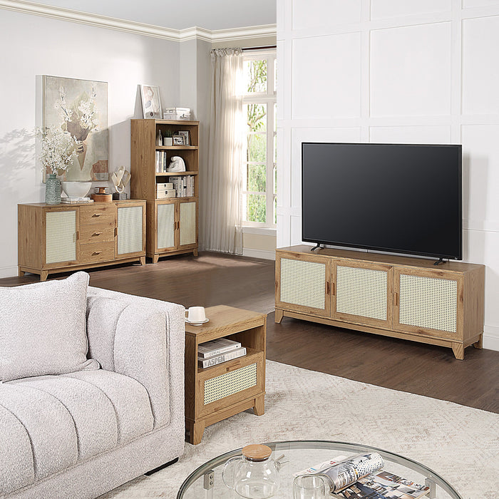Manhattan Comfort Sheridan 59.05” Modern Cane Sideboard with Adjustable Shelves - Natural
