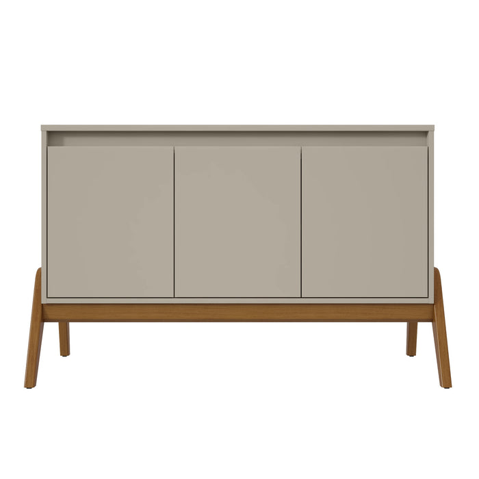 Manhattan Comfort Mid-Century Modern Gales 48.50” Sideboard with Solid Wood Legs - Greige