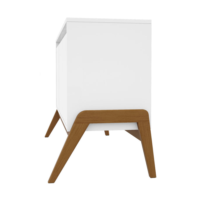 Manhattan Comfort Mid-Century Modern Gales 48.50” Sideboard with Solid Wood Legs - Matte White