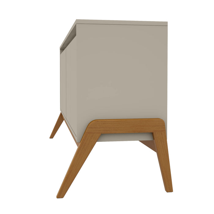 Manhattan Comfort Mid-Century Modern Gales 63.32” Sideboard with Solid Wood Legs - Greige