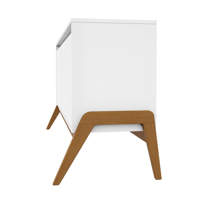 Manhattan Comfort Mid-Century Modern Gales 63.32” Sideboard with Solid Wood Legs - Matte White