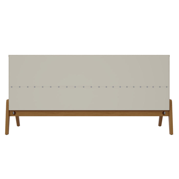 Manhattan Comfort Mid-Century Modern Gales 63.32” Sideboard with Solid Wood Legs - Matte White
