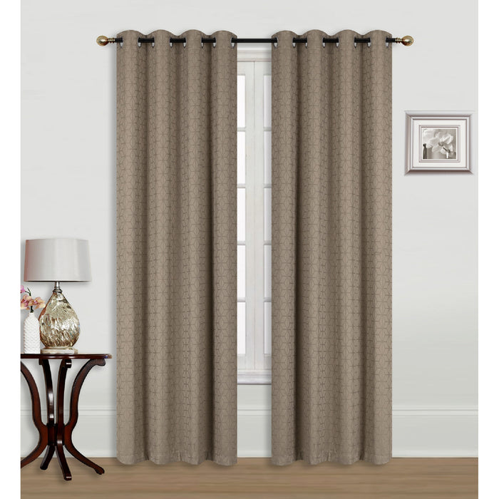 Jacquard Blackout Panel Geo Gold Drapes and Blinds