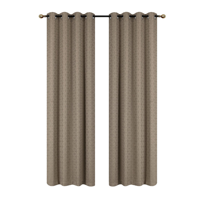 Jacquard Blackout Panel Geo Gold Drapes and Blinds