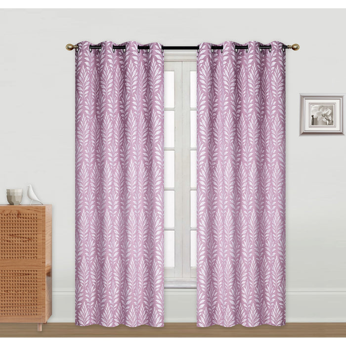 Embroidered Panel Fern Dark Rose 84\" - Set of 2 Drapes and Blinds