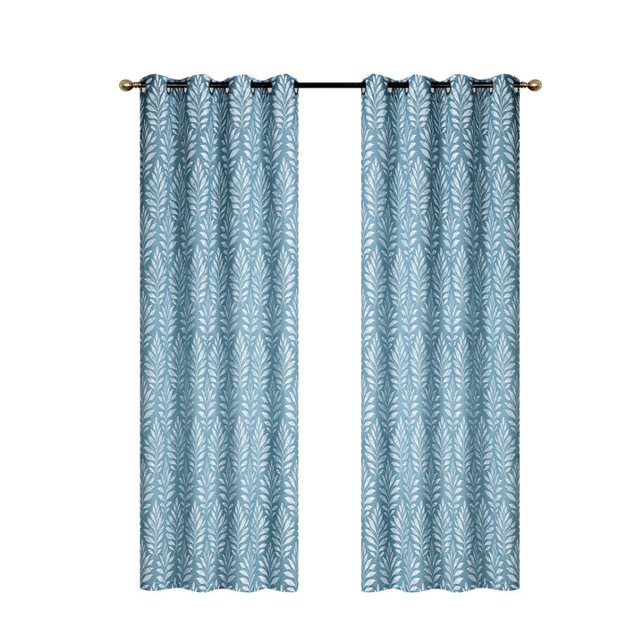 Embroidered Panel Fern Teal 84\" - Set of 2 Drapes and Blinds