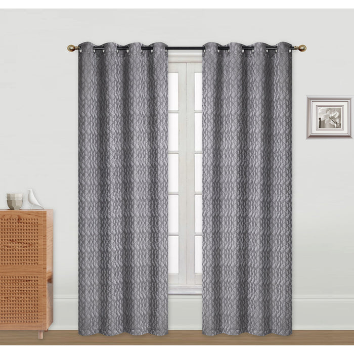Jacquard Panel Cubic Grey 96\" - Set of 2