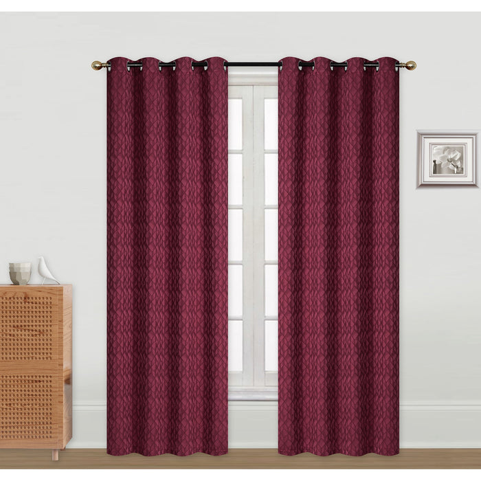 Jacquard Panel Cubic Red 84\" - Set of 2 Drapes and Blinds