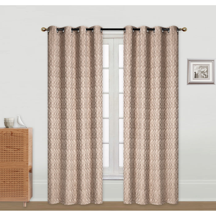 Jacquard Panel Cubic Taupe 96\" - Set of 2
