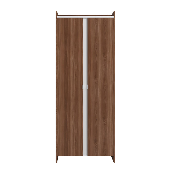 Manhattan Comfort Mid-Century Modern Ratzer Storage Cabinet with 11 Shelves - Brown & White
