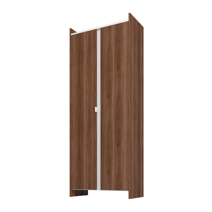 Manhattan Comfort Mid-Century Modern Ratzer Storage Cabinet with 11 Shelves - Brown & White