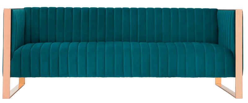 Manhattan Comfort Trillium 83.07\" 3-Seat Sofa - Aqua Blue & Gold