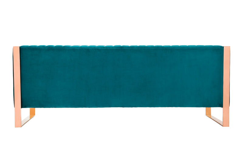 Manhattan Comfort Trillium 83.07\" 3-Seat Sofa - Aqua Blue & Gold