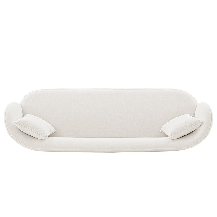 Manhattan Comfort Contemporary Siri Linen Weave 92.52\" Sofa with Pillows - Cream