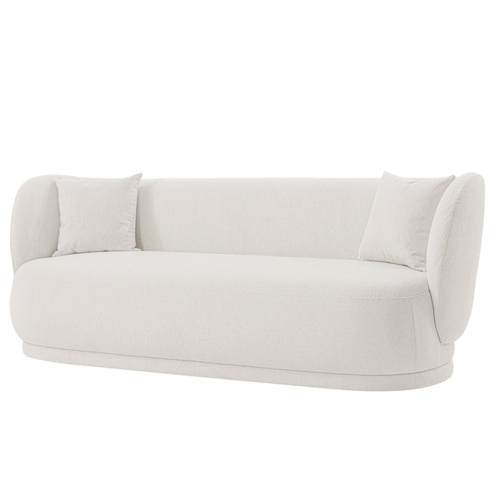 Manhattan Comfort Contemporary Siri Linen Weave 92.52\" Sofa with Pillows - Cream