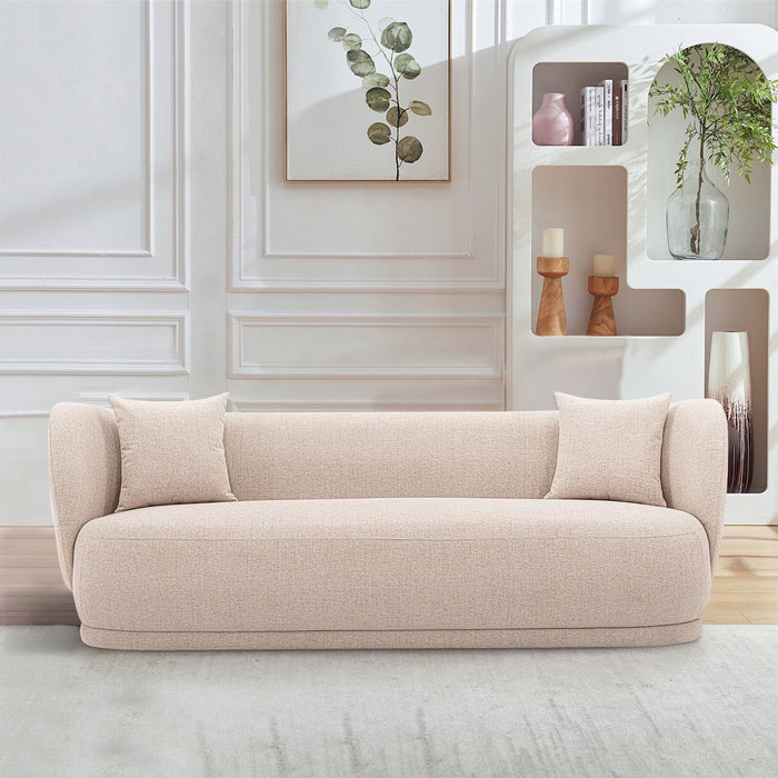 Manhattan Comfort Contemporary Siri Linen Weave 92.52\" Sofa with Pillows - Wheat