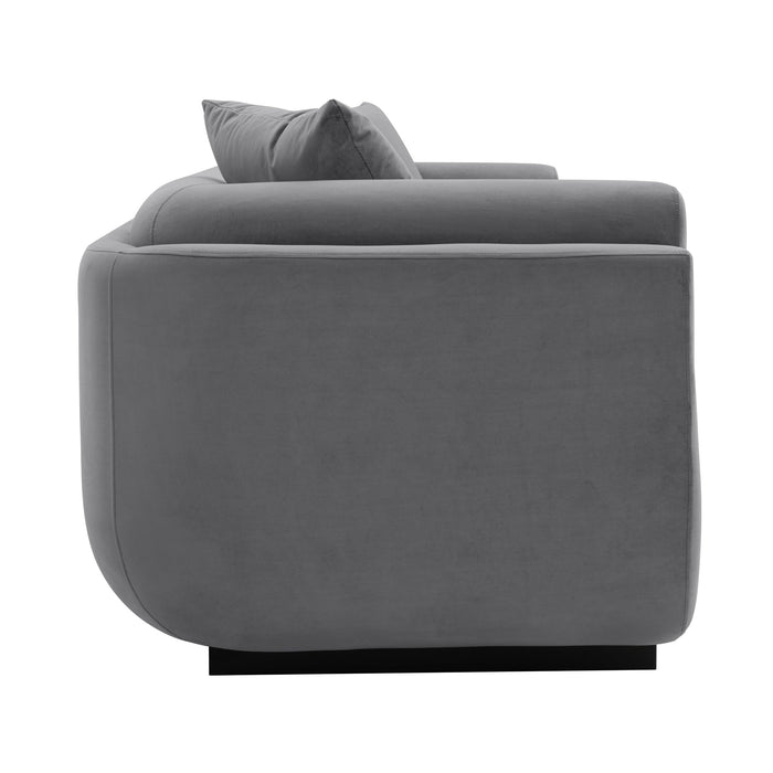 Manhattan Comfort Contemporary Edmonda Velvet Sofa with Pillows - Dark Grey
