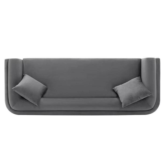 Manhattan Comfort Contemporary Edmonda Velvet Sofa with Pillows - Dark Grey