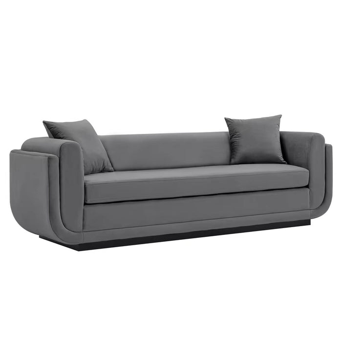Manhattan Comfort Contemporary Edmonda Velvet Sofa with Pillows - Dark Grey