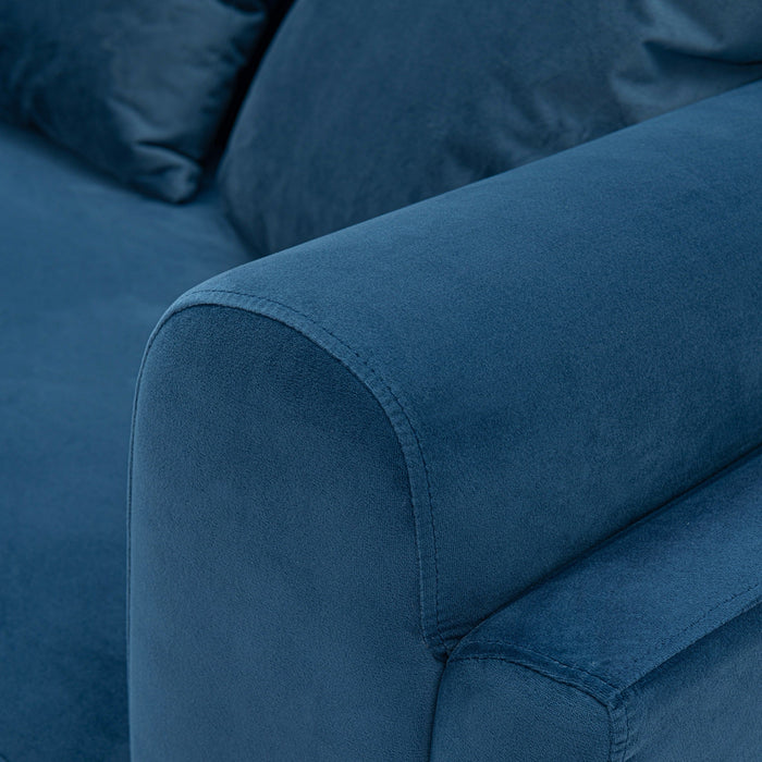 Manhattan Comfort Contemporary Edmonda Velvet Sofa with Pillows - Sapphire Blue