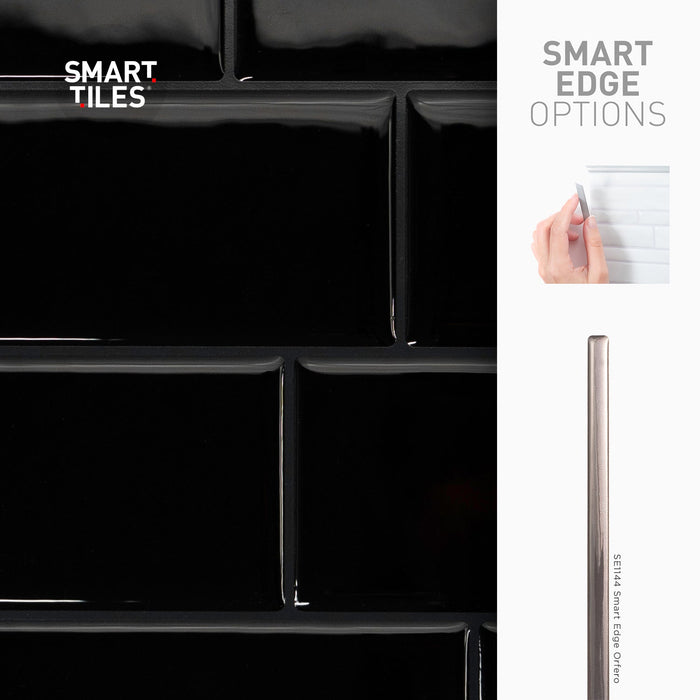 Smart Tiles Peel and Stick 4-Sheet 12 x 9 Backsplash - Metro Nero