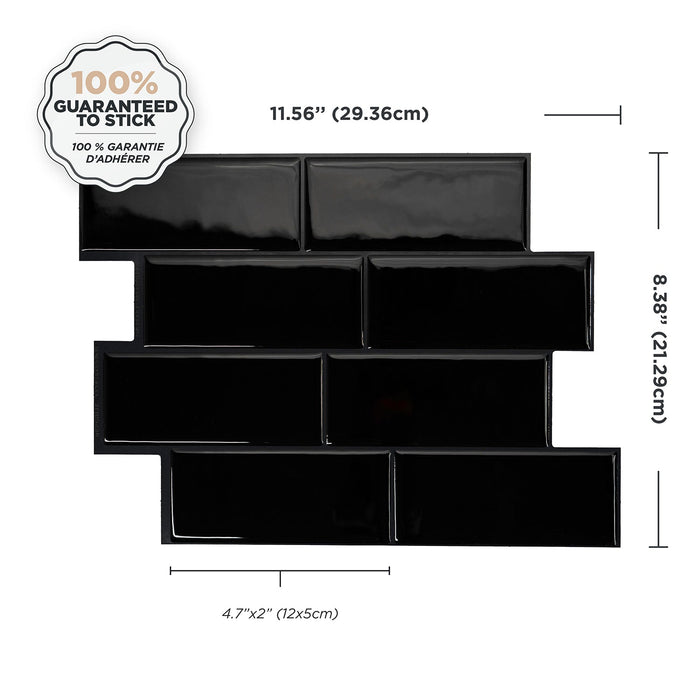 Smart Tiles Peel and Stick 4-Sheet 12 x 9 Backsplash - Metro Nero