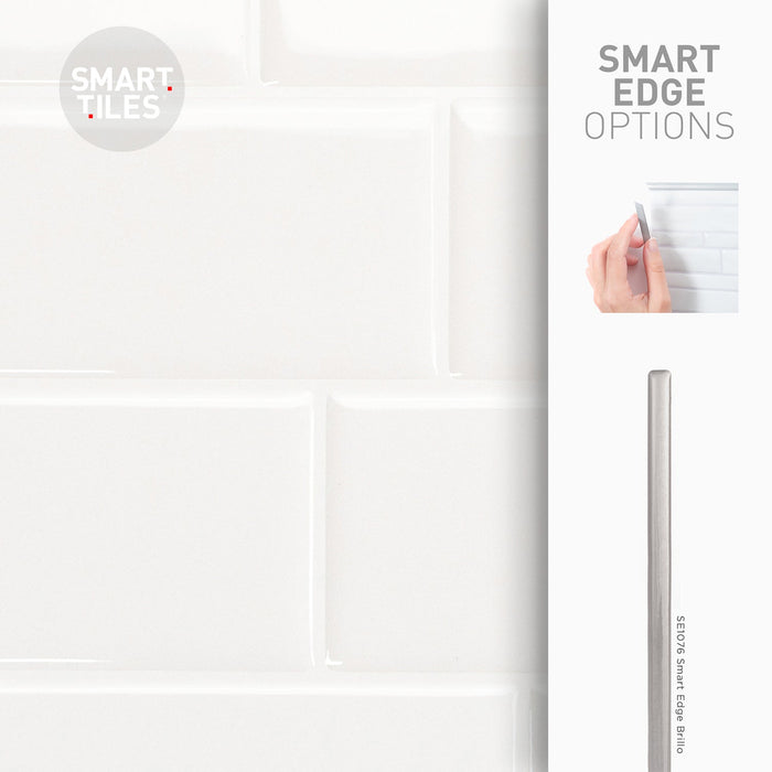Smart Tiles Peel and Stick 4-Sheet 12 x 9 Backsplash - Metro Blanco