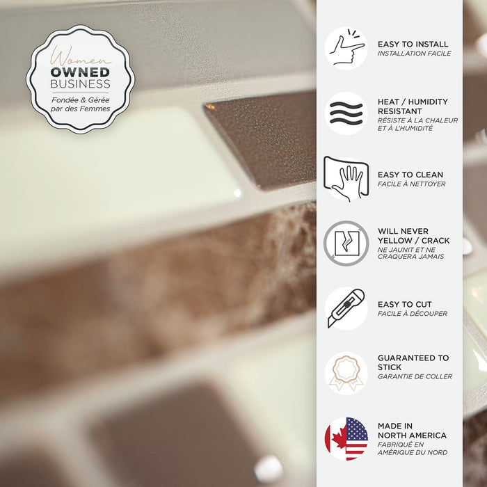 Smart Tiles Peel and Stick 4-Sheet 10 x 10 Backsplash - Bellagio Santi