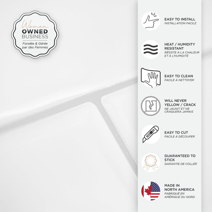 Smart Tiles Peel and Stick 2-Sheet 23 x 11 Backsplash - Oslo White