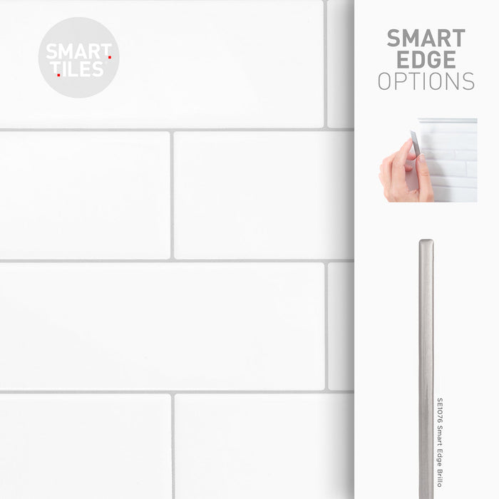 Smart Tiles Peel and Stick 2-Sheet 23 x 11 Backsplash - Oslo White