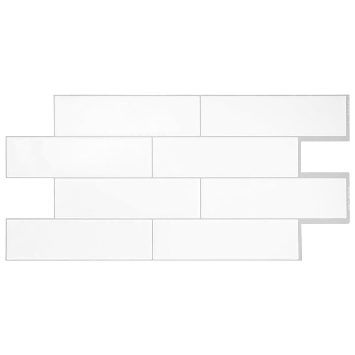 Smart Tiles Peel and Stick 2-Sheet 23 x 11 Backsplash - Oslo White