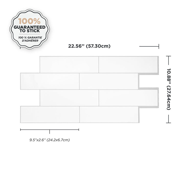 Smart Tiles Peel and Stick 2-Sheet 23 x 11 Backsplash - Oslo White