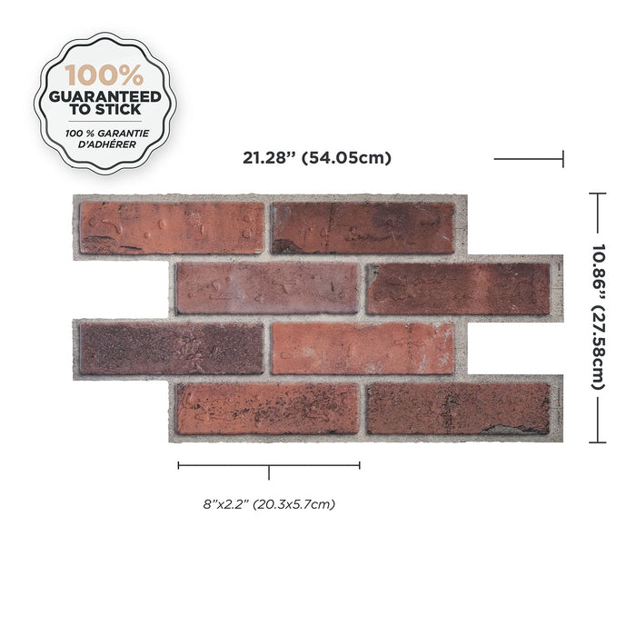 Smart Tiles Peel and Stick 2-Sheet 21 x 11 Backsplash - Brik Porto