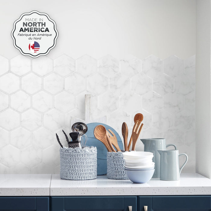 Smart Tiles Peel and Stick 4-Sheet 10 x 11 Backsplash - Hexa Yule