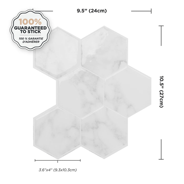 Smart Tiles Peel and Stick 4-Sheet 10 x 11 Backsplash - Hexa Yule