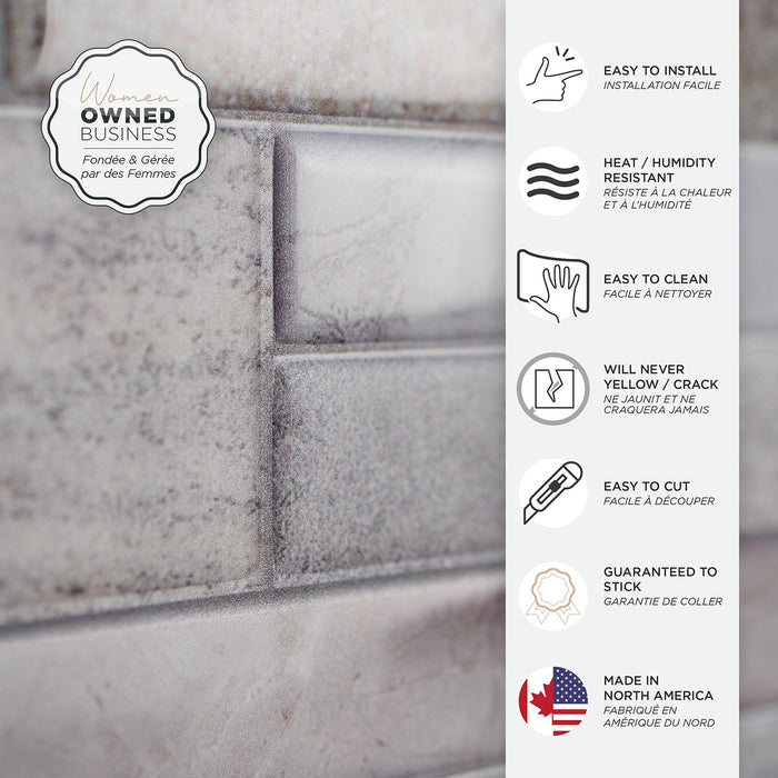 Smart Tiles Peel and Stick 2-Sheet 23 x 11 Backsplash - Pietra Pozzuoli