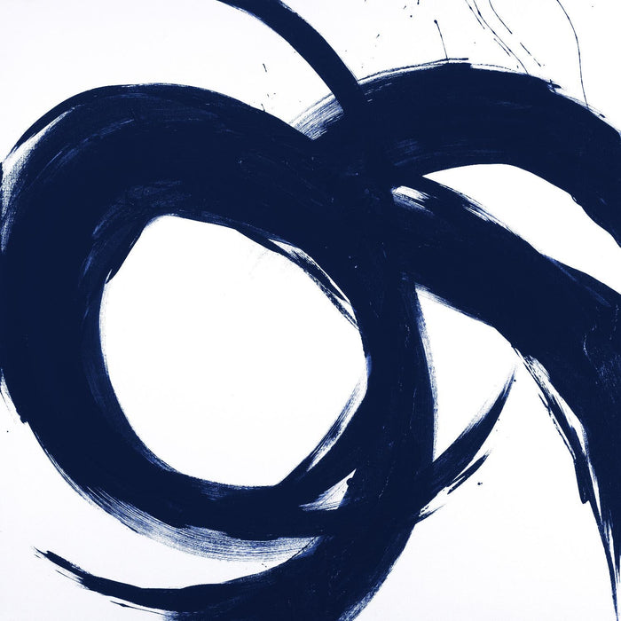 \"Navy Circular Strokes Ii\" Giant Art 54x54 Wall Art