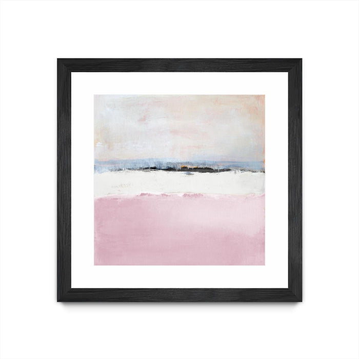 \"Pink Sea Abstract\" Matted and Framed Black 30x30 Wall Art